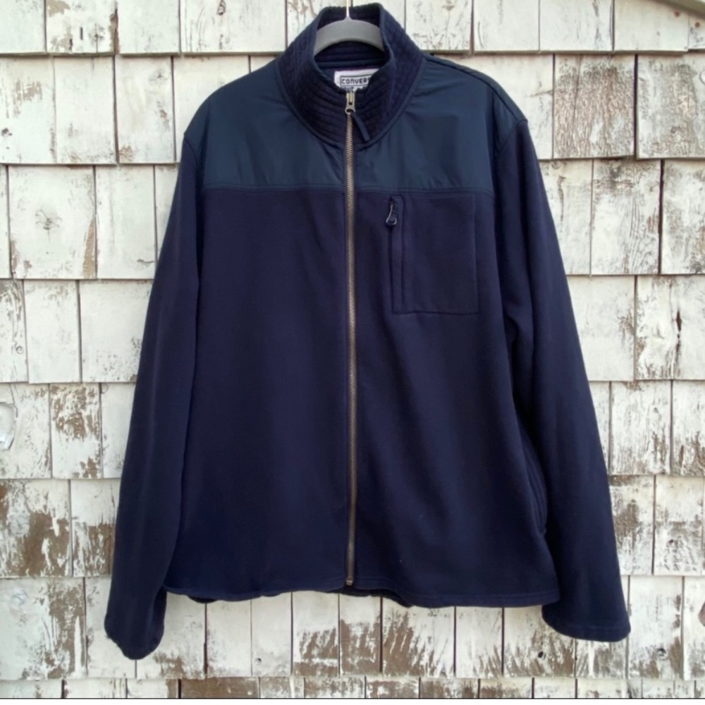 Converse Cotton Blend Casual Blue Jacket